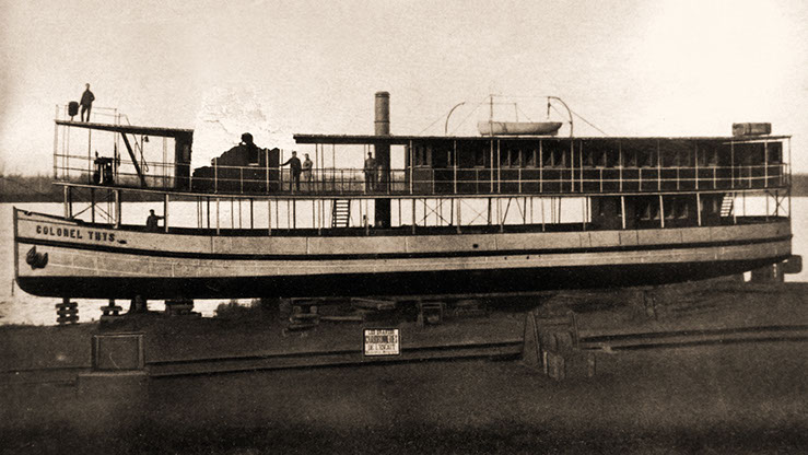 Boat ready to be dismantled for transport to Stanley Pool, Léopoldville, I S Congo