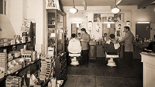 Hairdressers in the basement of the Foundation.