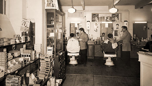 Hairdressers in the basement of the Foundation.