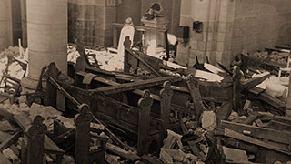 Church of Herkenbosch destroyed at the end of the war in 1944, The Netherlands