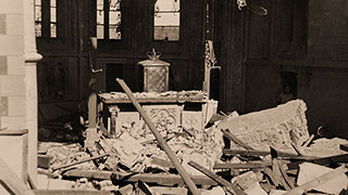 Church of Herkenbosch destroyed at the end of the war in 1944, The Netherlands