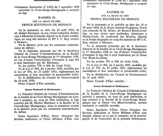 Legacy of the Villa Roqueville to the Monegasque Red Cross, Monaco, Principality of Monaco